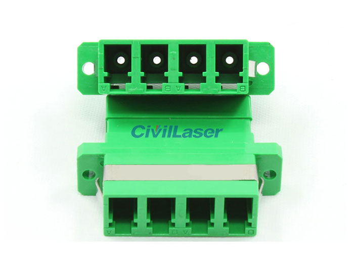 LC APC Connector Four Core Plastic Verde Fiber Optic Adapter